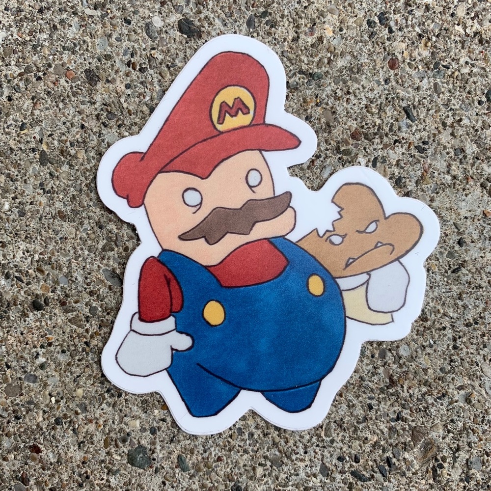 3/$10 Mario Bean Sticker Original Art Sticker